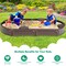 Brown HDPE Kids Sandbox with Built-In Seats Dust-Proof Cover Outdoor Play